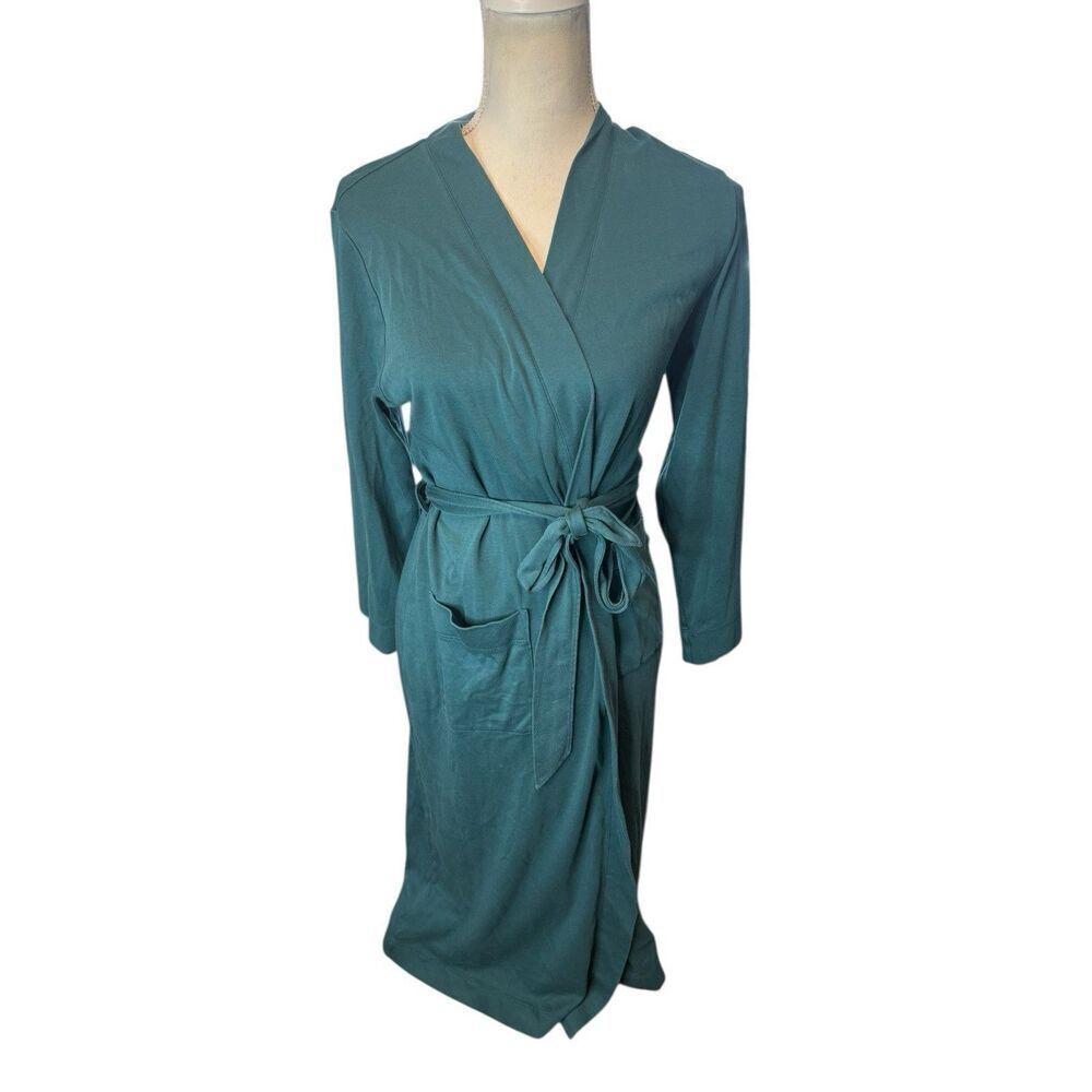Lands End Womens Plus Sz 3X Deep V Neck Royal Blue Knee Length Wrap Dress
